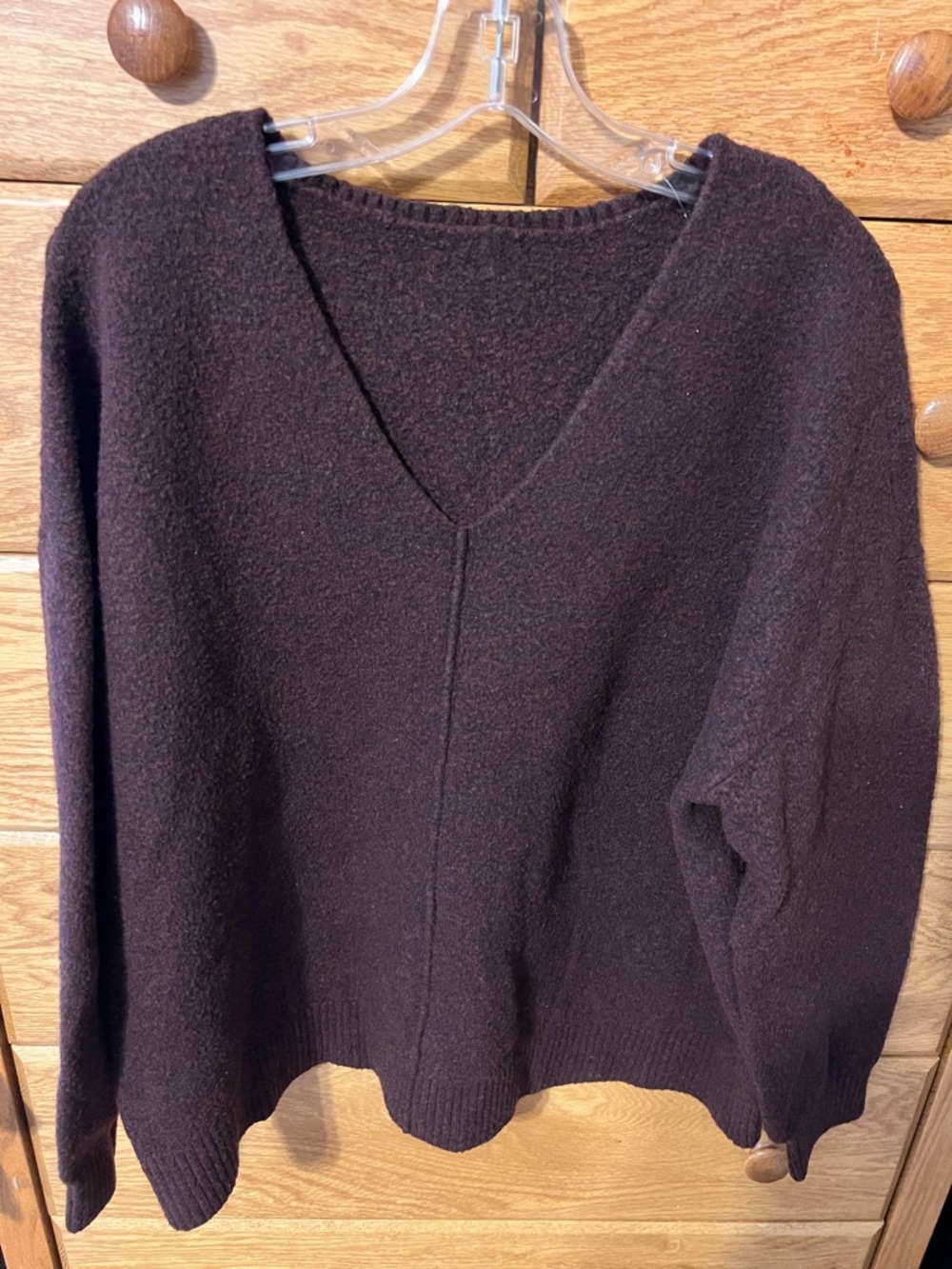 LOFT V-Neck Long Sleeve Sweater - Dark Brown
